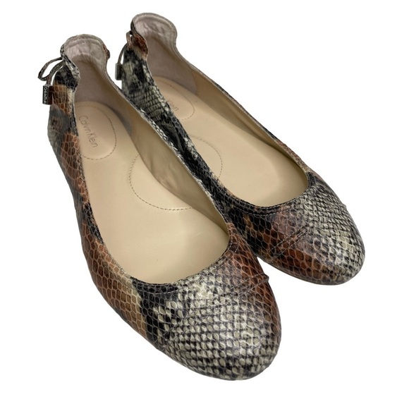 Calvin Klein Women’s Priya Snakeskin Ballet Flats - Picture 1 of 8
